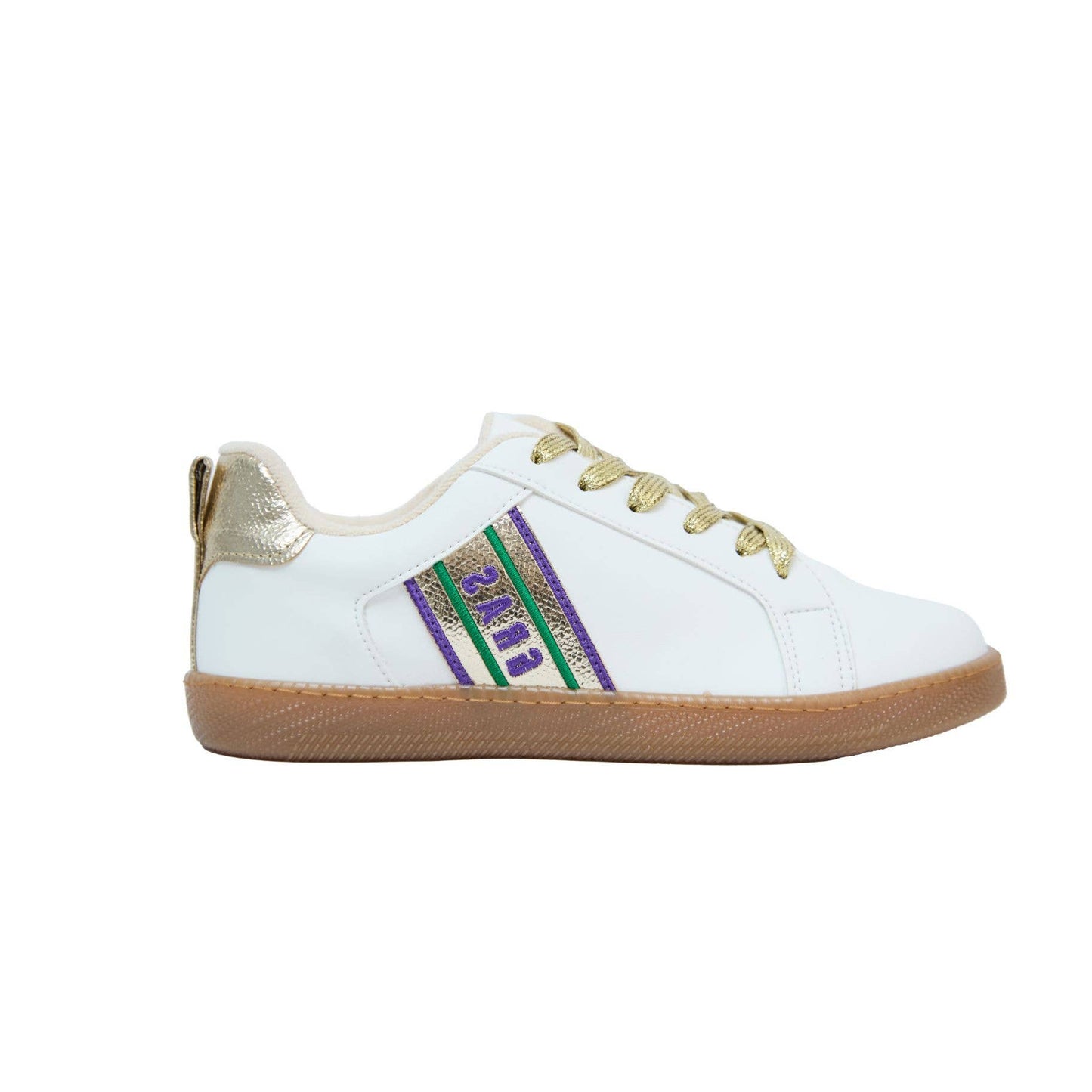 Women’s Embroidered Mardi Gras Sneakers – Gum Sole