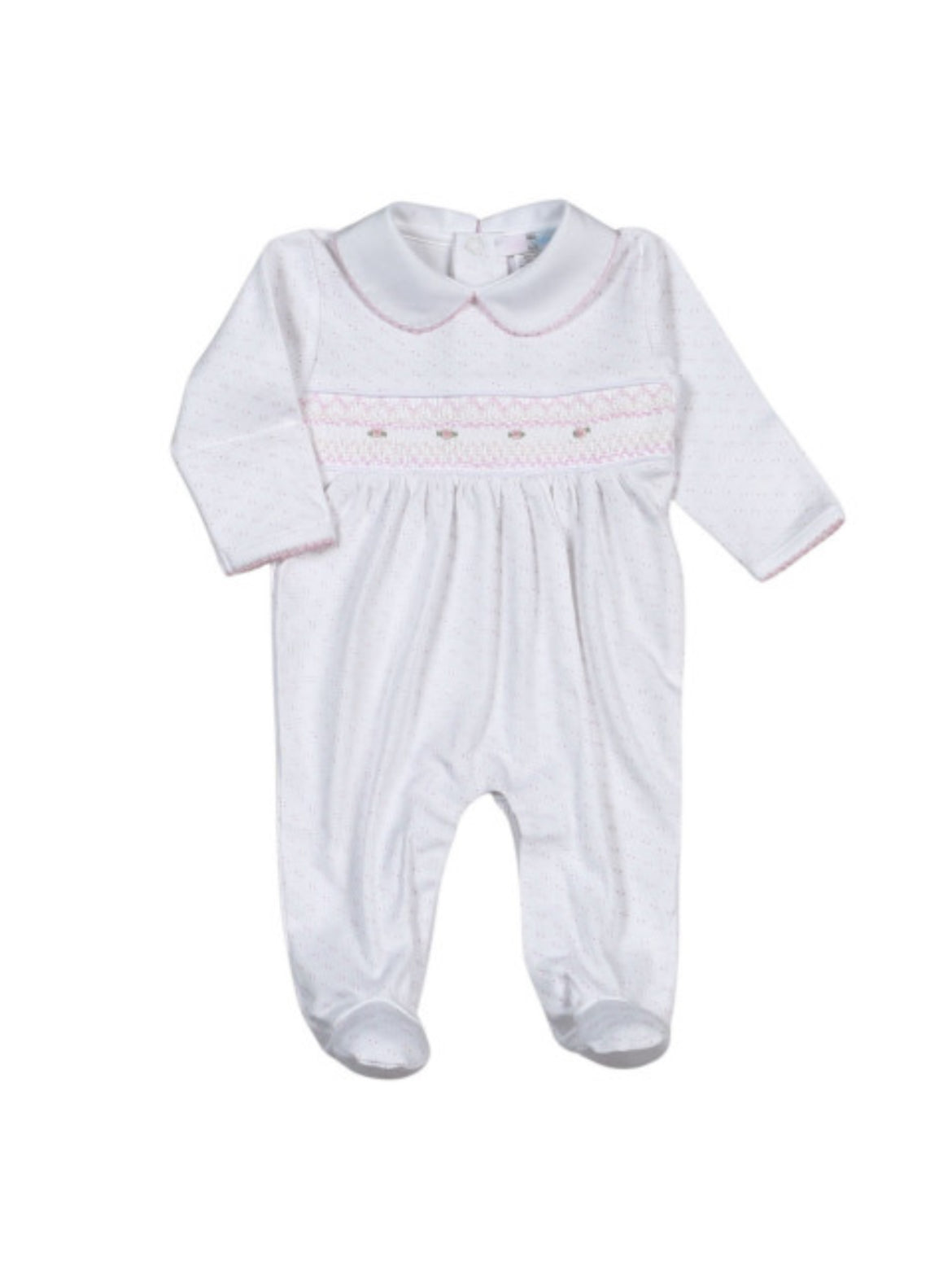 Sally Pink Dots Hand Smocked Footie