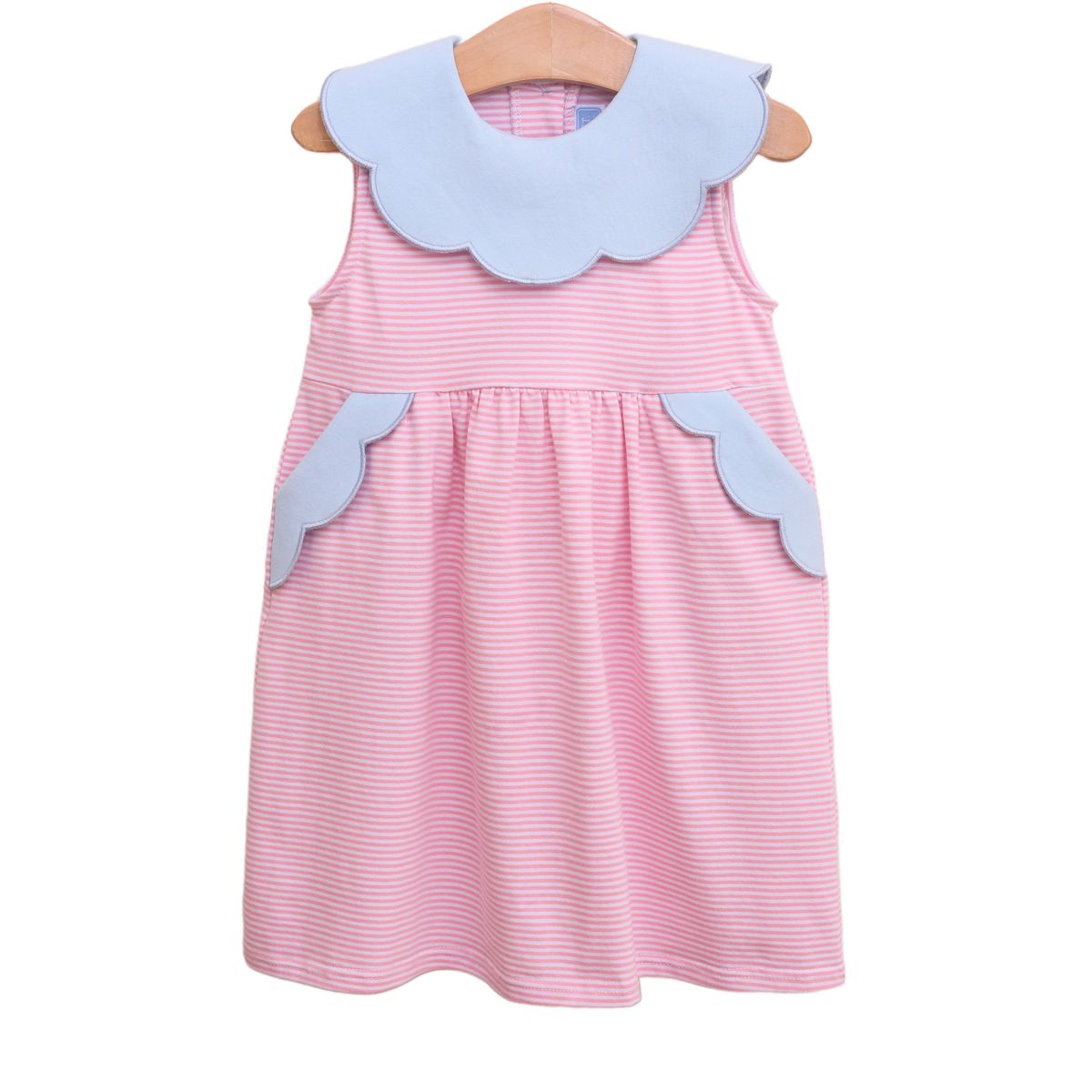 Light Pink Stripe and Light Blue Penelope Dress