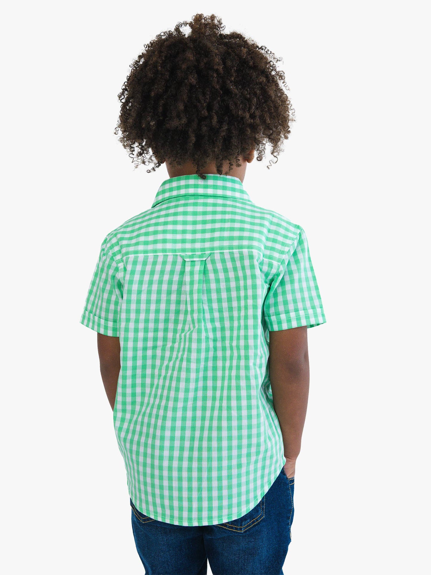 Boys Classic Spring Bud Gingham Short Sleeve Button Down Shirt