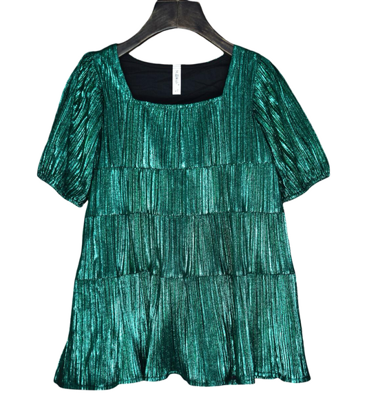 Green Metallic Holiday Dress