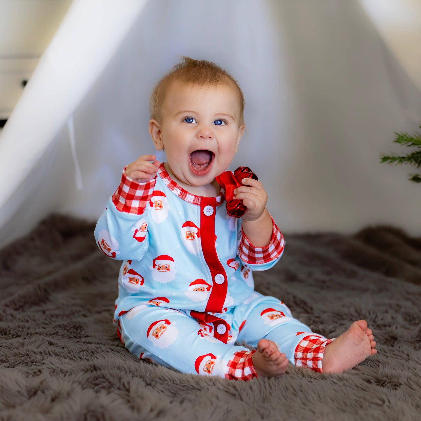 Vintage Santa Baby Boy Buttflap Pajamas