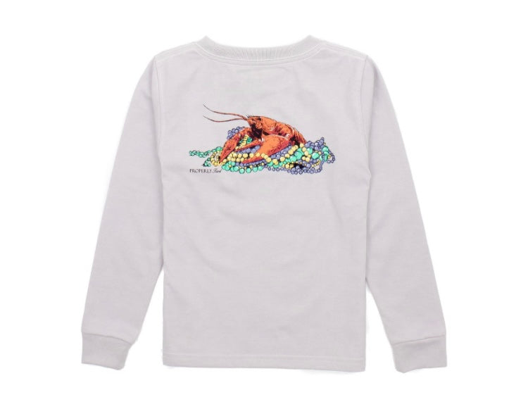 Ice grey Mardi Gras crawfish shirt