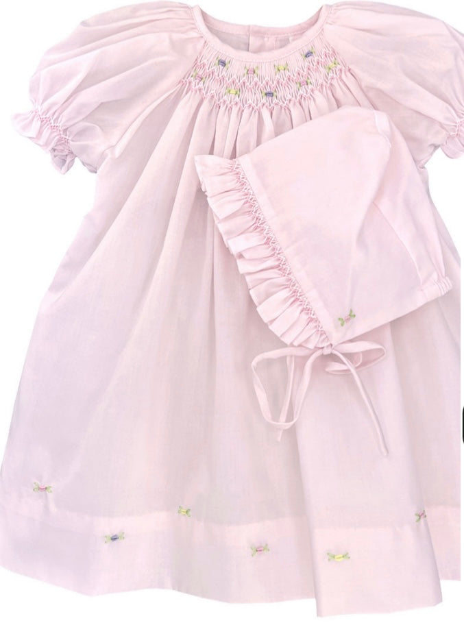 Pink smocked day dress