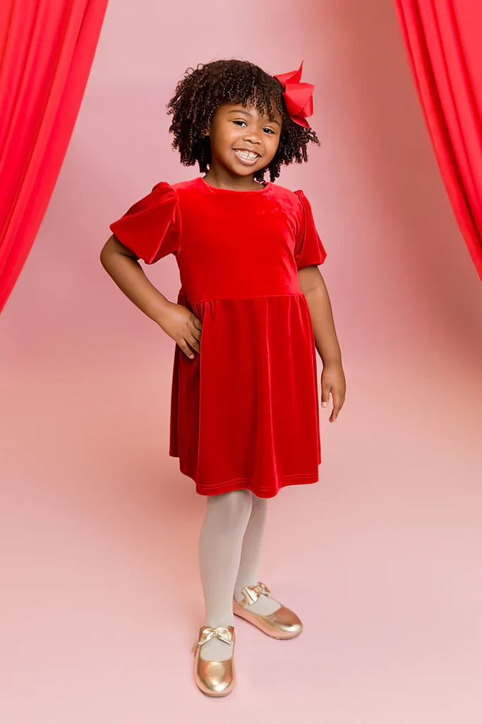 Red Velvet Bow Dress