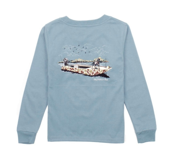 Boat ride steel blue shirt