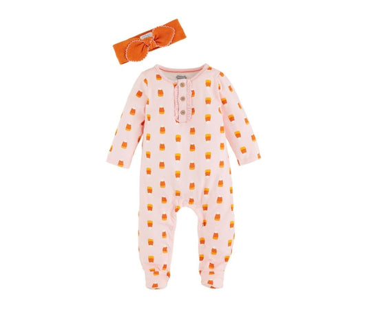 Pink Candy Corn Glow In Dark Sleeper Set