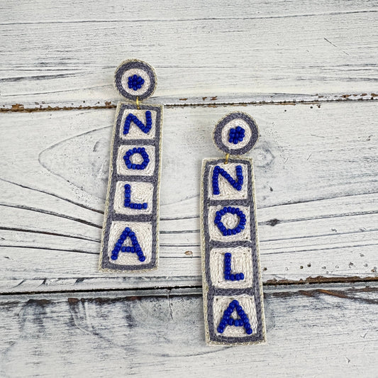 Beaded NOLA tile earrings