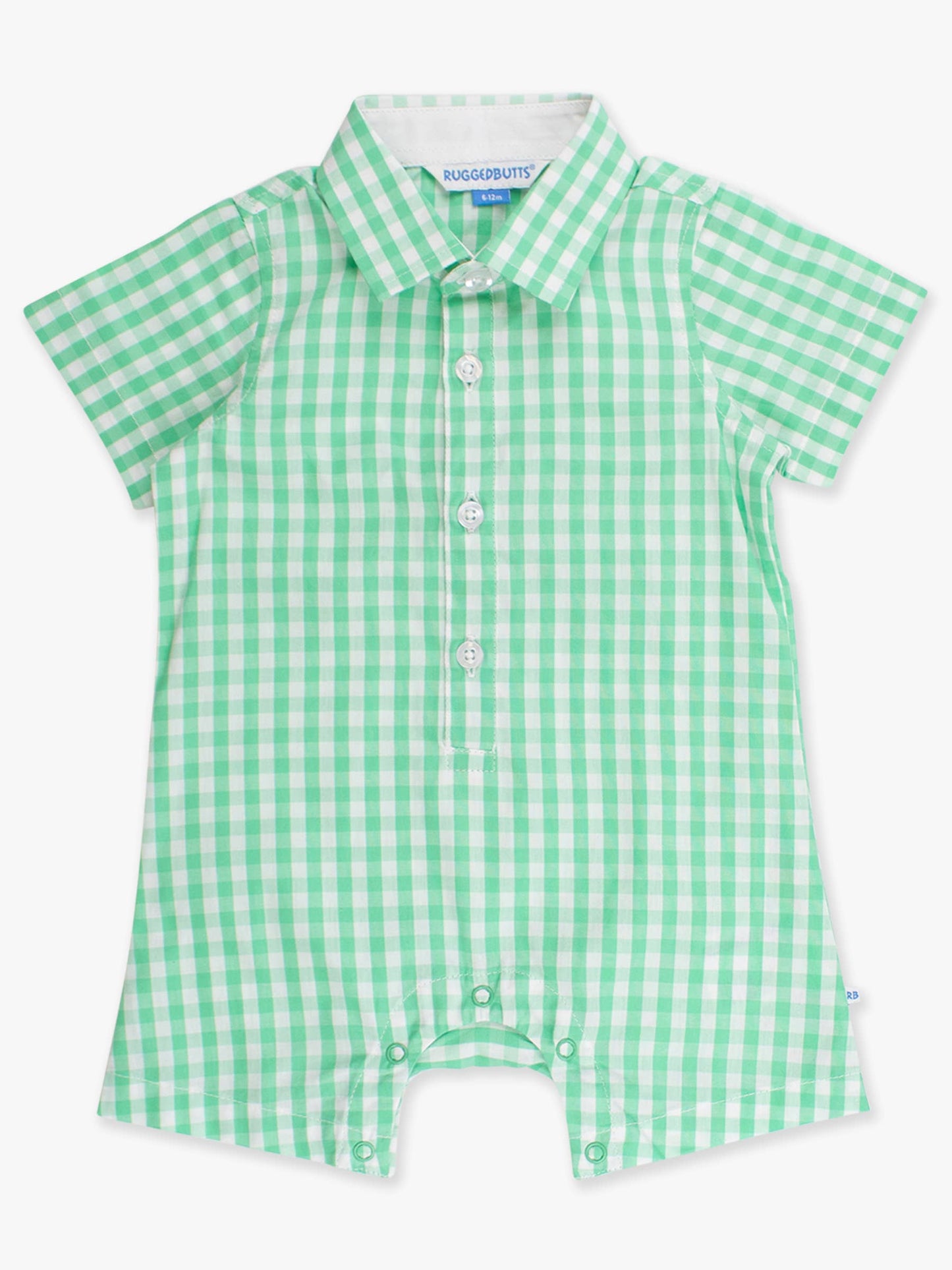 Baby Boys Classic Spring Bud Gingham Short Sleeve Woven Button-Up Romper