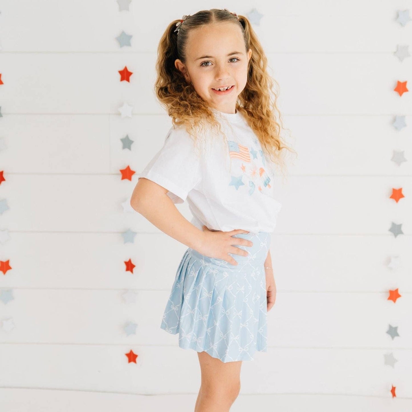 Sky Blue Bow Trellis Athletic Skort