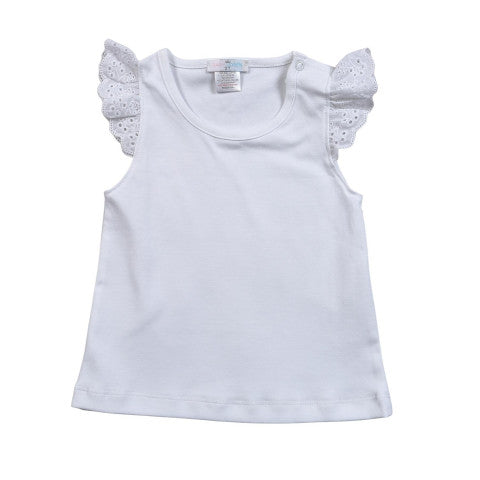 White eyelet butterfly Pima Top