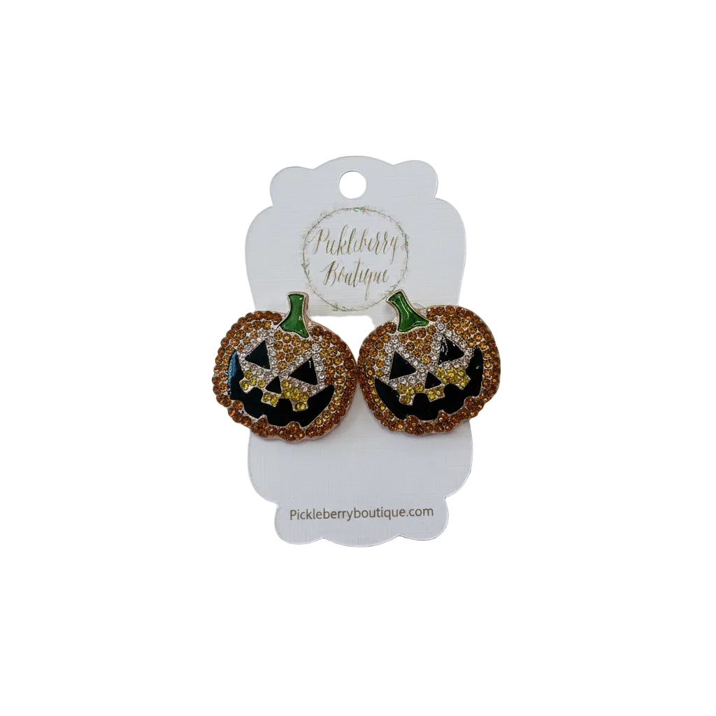 Jack O Lantern Rhinestone Earring