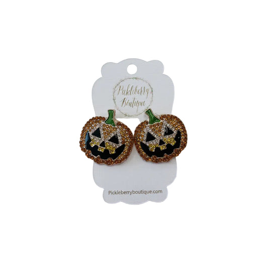 Jack O Lantern Rhinestone Earring