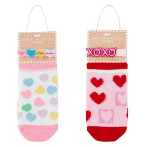 Valentines Hair Clips & Socks set