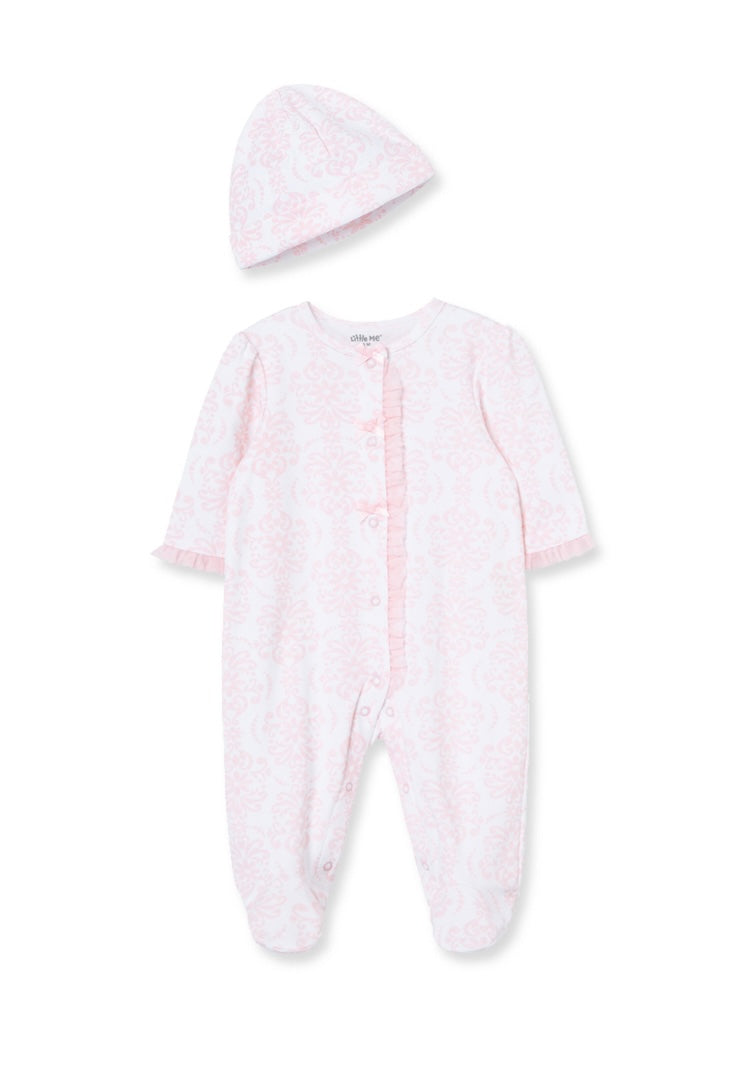 Damask Scroll Footie and Hat