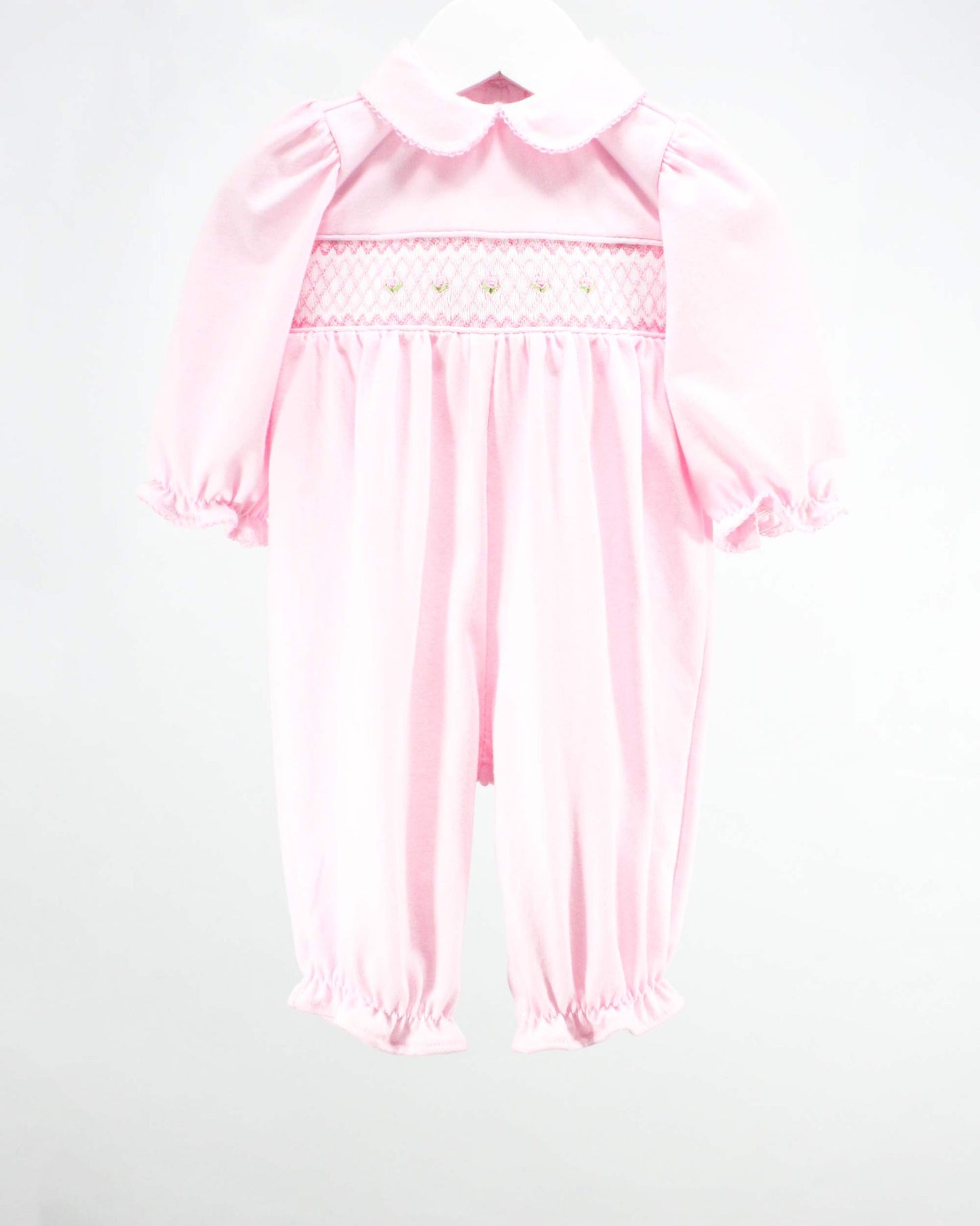 Pink and White Smocked Claire Romper