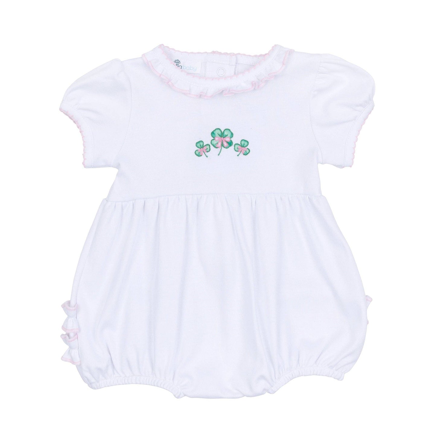 Lucky Little Ones Embroidered Short Sleeve Bubble - Pink