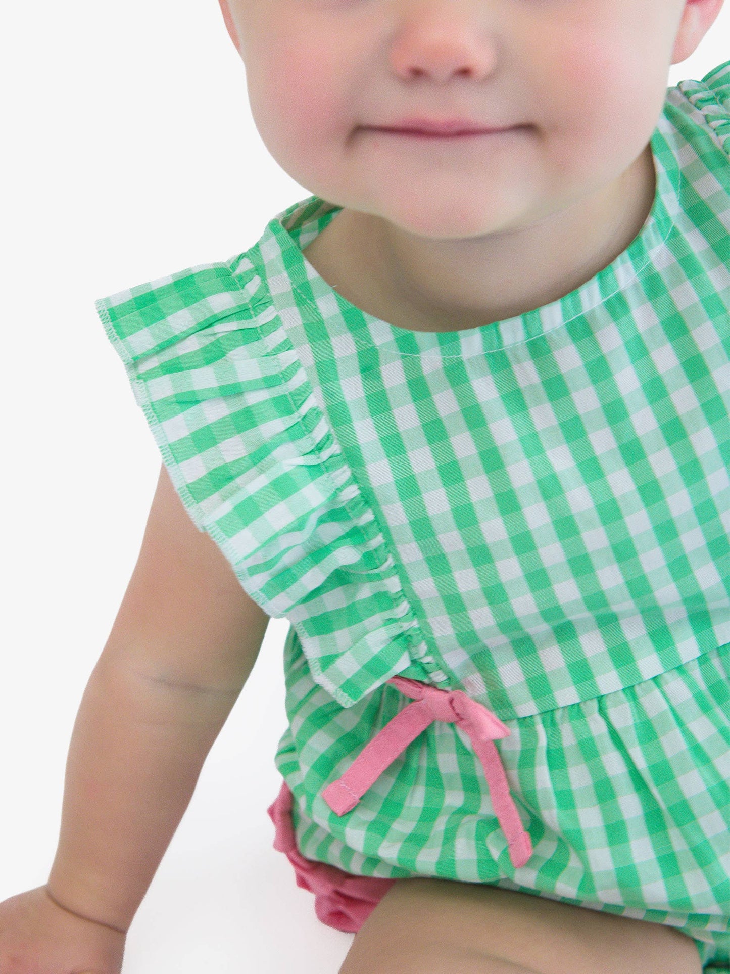 Baby Girls Classic Spring Bud Gingham Classic Ruffle Bubble