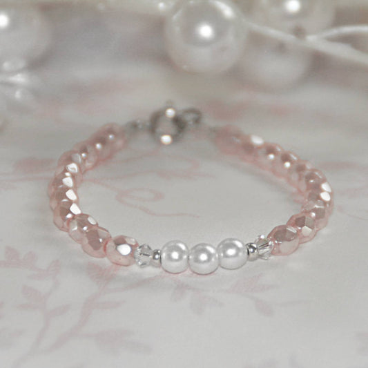 Pastel Pink Faceted Pearl Bracelet