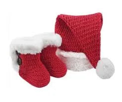 Knitted Santa hat and booties