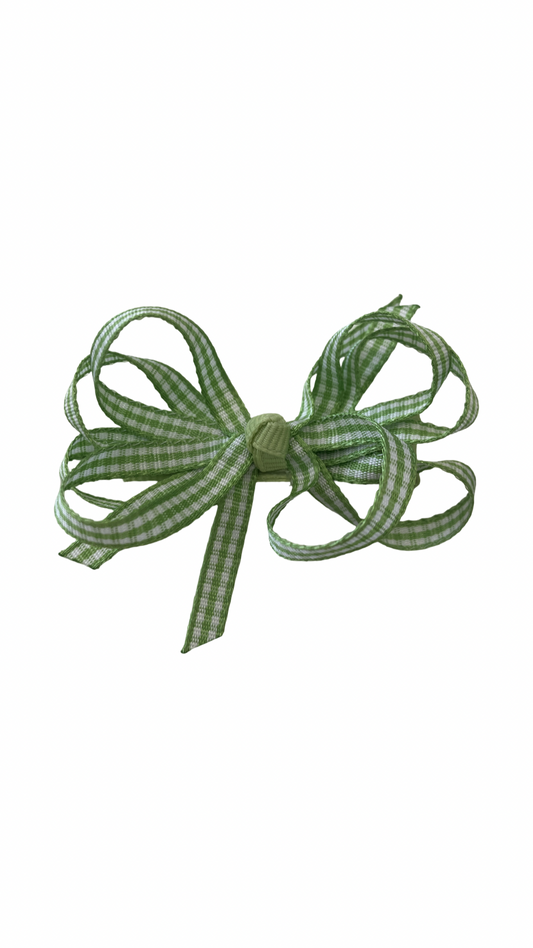 Layered Green Gingham Baby Bow