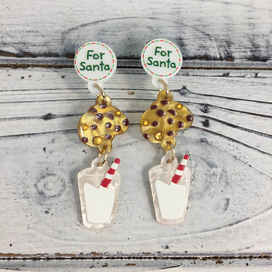 Christmas milk and cookies earrings