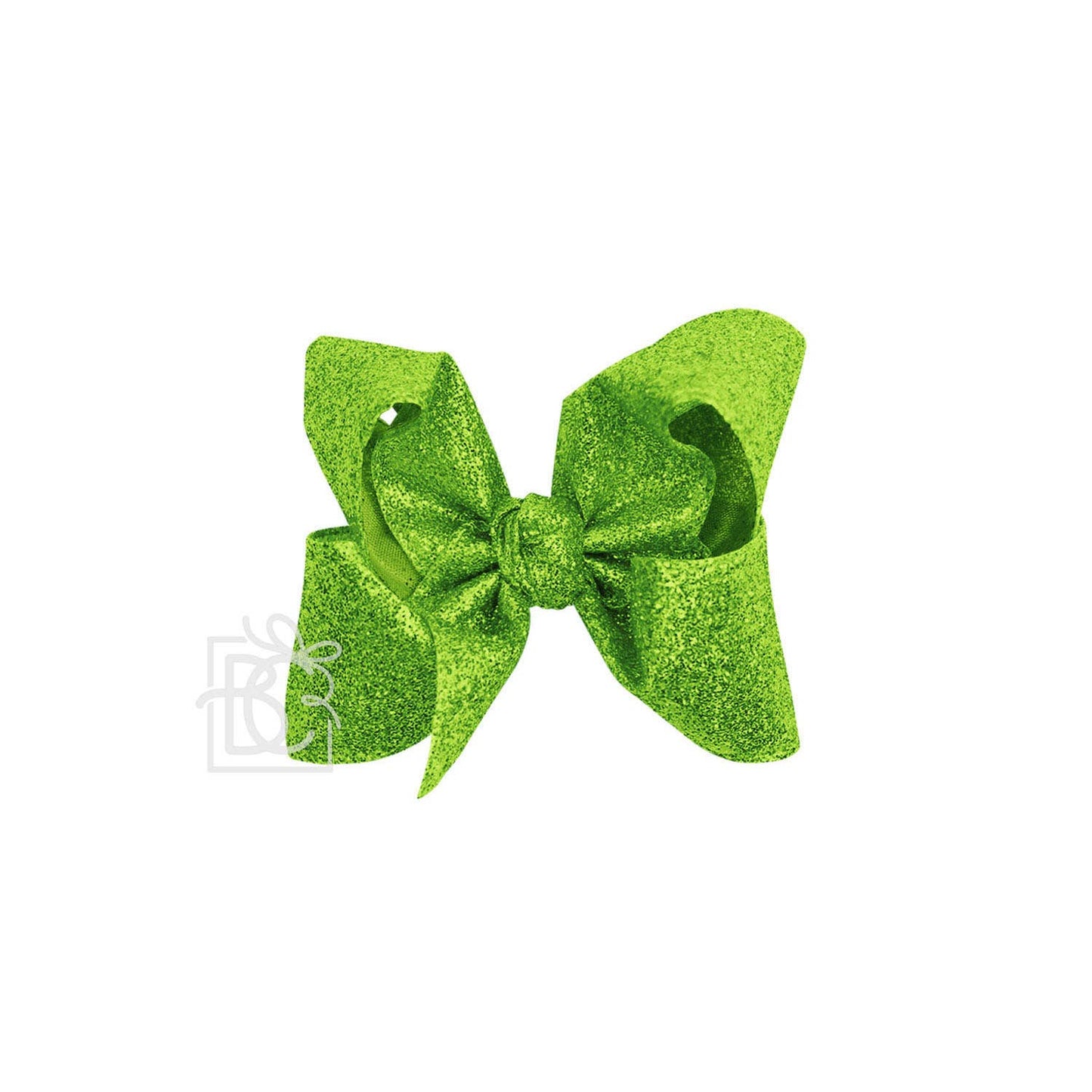 Apple Green GLITTER METALLIC BOW ON CLIP: 4.5" Large - 1.5" Ribbon on Alligator Clip