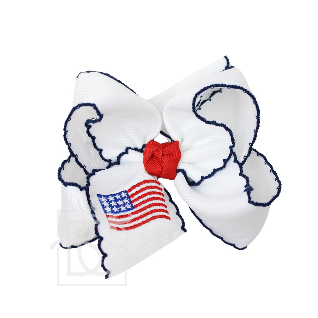 EMBROIDERED PATRIOTIC CROCHET EDGE BOW