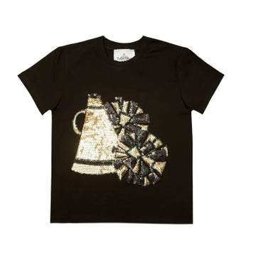 Sequin Black and Gold Megaphone Shirt
