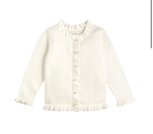 White Ruffle Cardigan