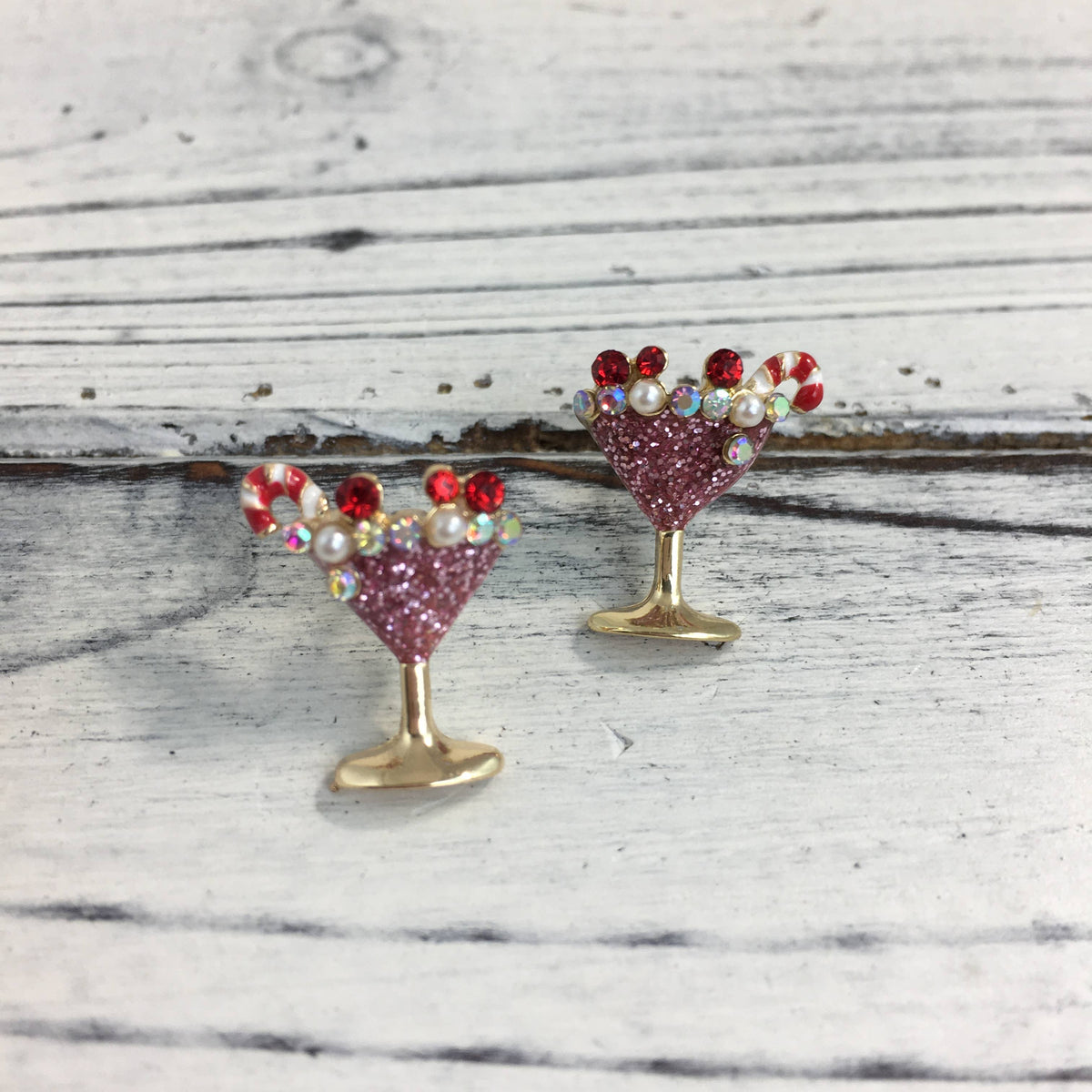 Christmas Candy Cane Cocktail Post Earrings