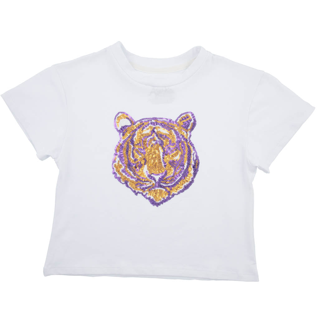 Sequin Tiger Face Boxy Tee