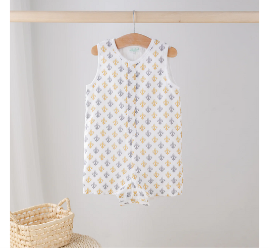 Black & Gold Fleur De Lis Organic Muslin Shortall