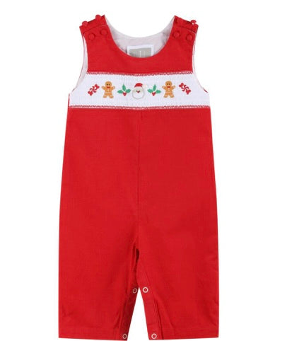 Red velour smocked Christmas longall