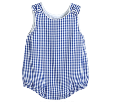 Classic Dark Blue Gingham Bubble Romper