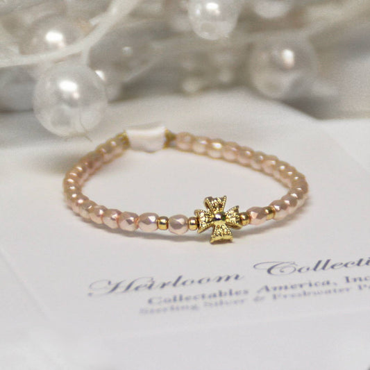 Blush Pink Baby Fancy Cross 5" Bracelet