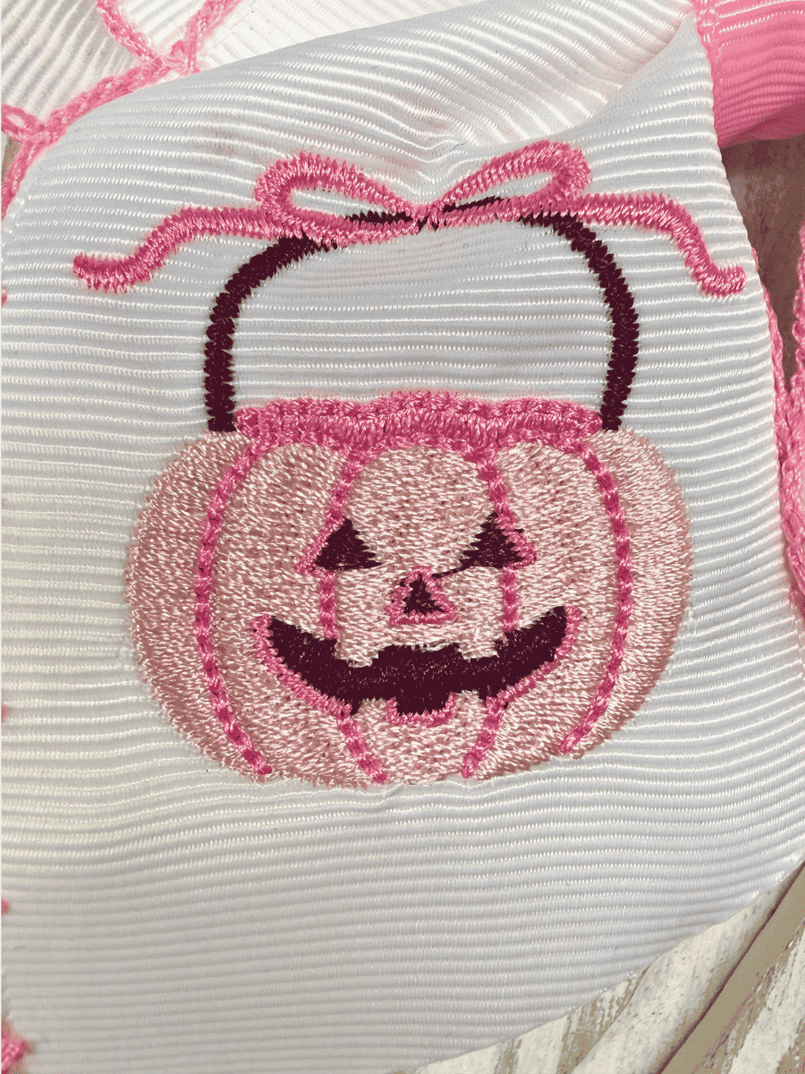 Pink Jack-O-Lantern Hair Bow | Halloween Bow