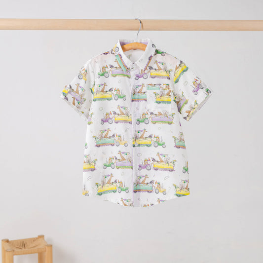 Krewe Zoo-d It! Short Sleeve Collared Shirt