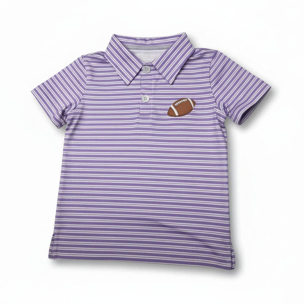 Gameday Polo Purple & White Stripes