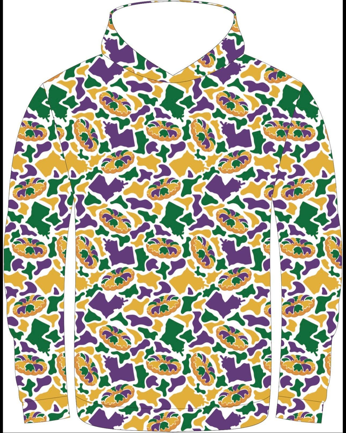 Mardi Gras King Cake Camo Hoodie Shirt