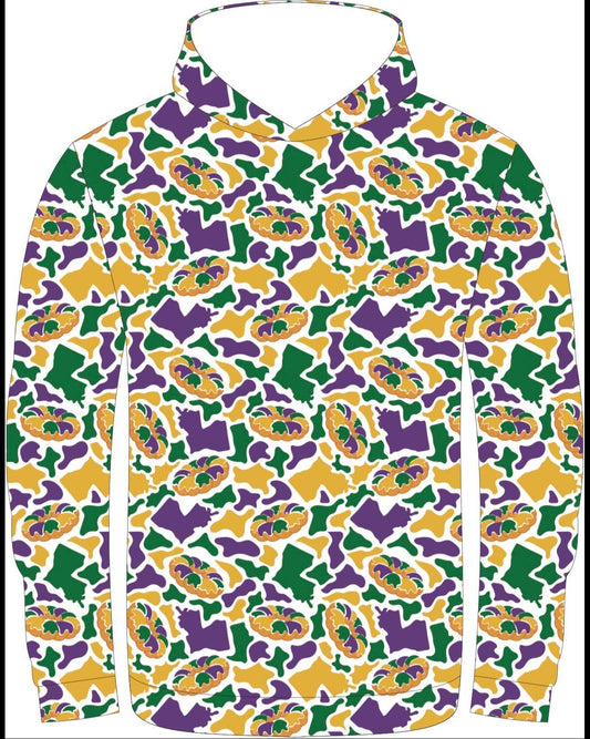 Mardi Gras King Cake Camo Hoodie Shirt