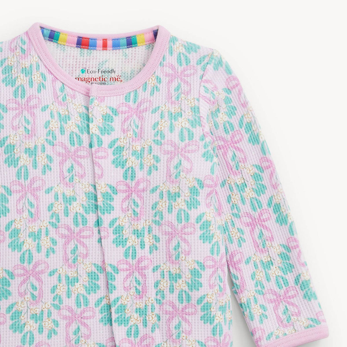 MISTLE BOW WAFFLE FOOTIE