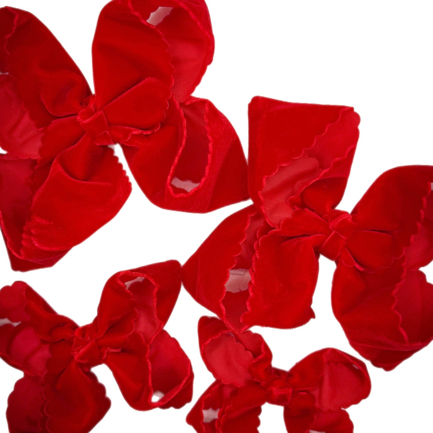 Holly Red Velvet Scallop Bows