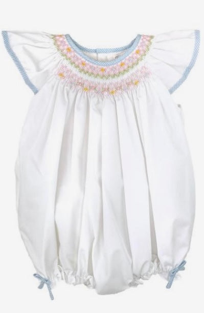 White Smocked With Blue Trim