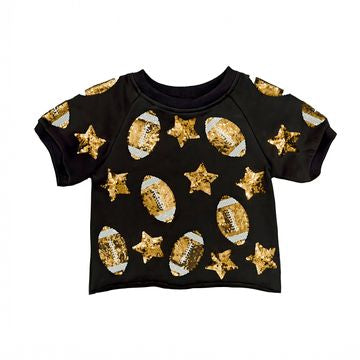 Black and Gold Sequin Football Short Set