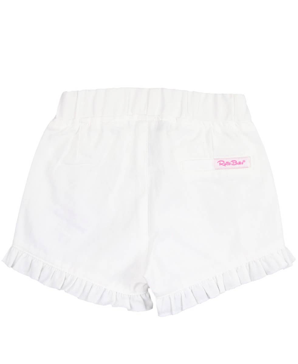 White Ruffle Trim Woven Shorts