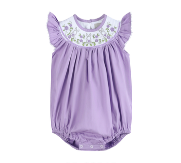 Purple Easter Bunny Smocked Flutter Bubble