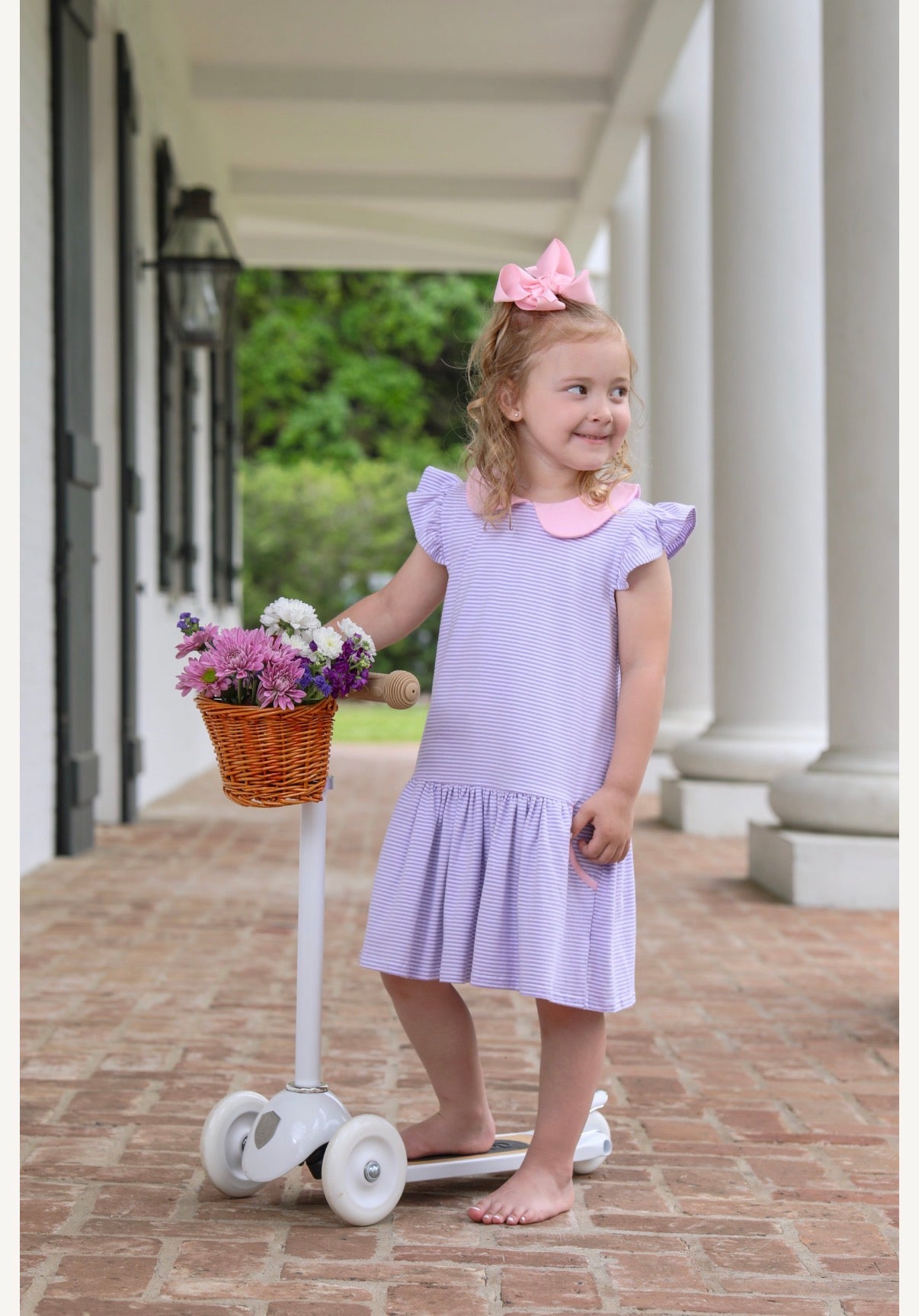 Genevieve Lavender Stripe/Light Pink Dress