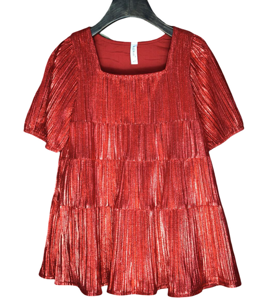 Red Metallic Holiday Dress