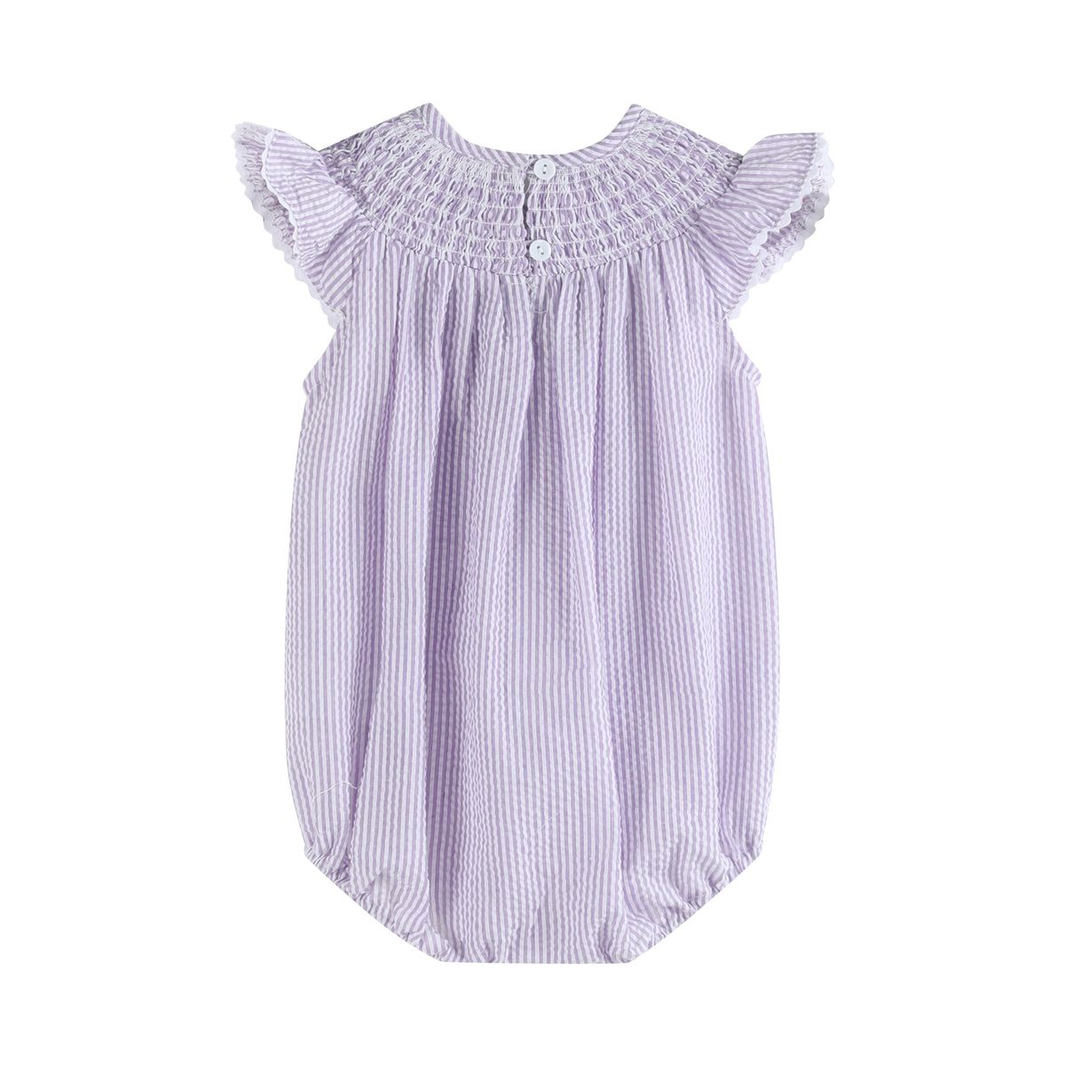 Light Purple Seersucker Bunny Smocked Bubble